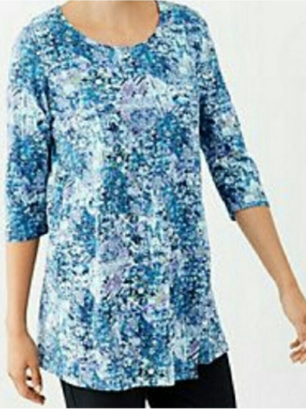 Pure Jill J. Jill Printed Tunic Top XS Blue Purple Abstract